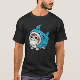 Katt iklädd hajkostym Söt rolig kattunge som simma T Shirt