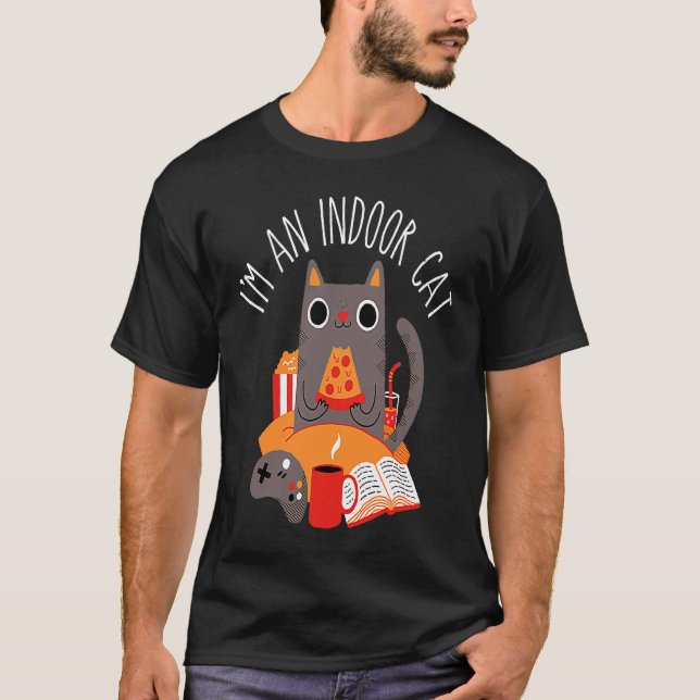 Katt Inomhuskatt T Shirt (Framsida)