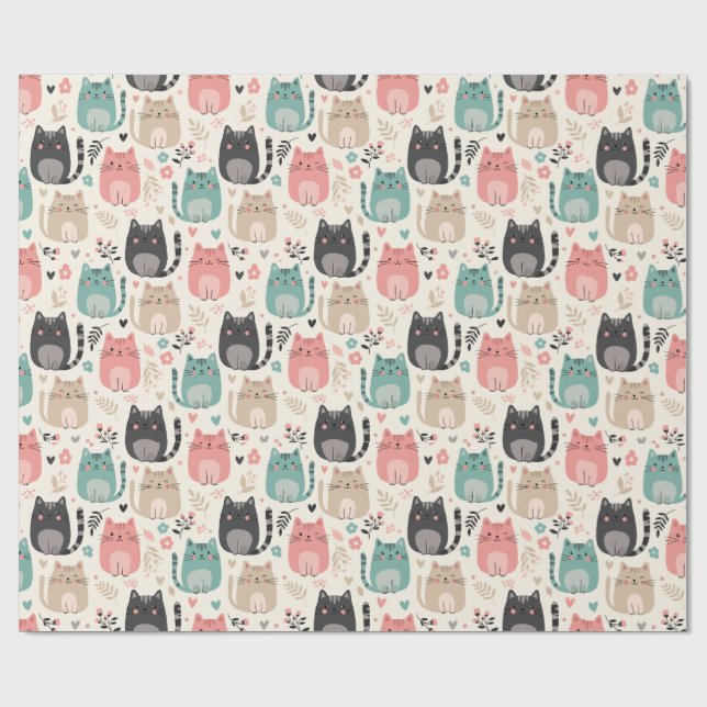 Katt Inpackningspapper Presentpapper (Platt)