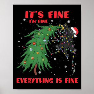 Katt intrasslad i julgransbelysning fint allt är b poster