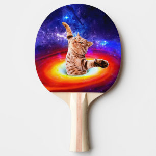 Katt inuti en svart hål pingisracket