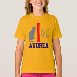 Katt + Jag älskar dig "DIN KÄNDA" anpassningsbar T-shirt