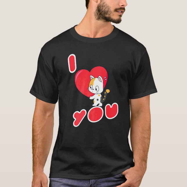 Katt jag älskar dig lilla katt t shirt (Framsida)
