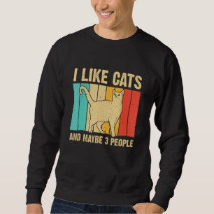 Katt jag gillar katter och kanske 3 personer Retro Lång Ärmad Tröja