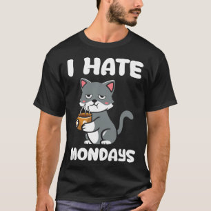 Katt Jag hatar måndagsmorgon kaffe koffein T Shirt