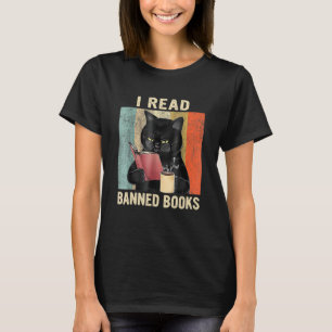 Katt jag läser förbjudna böcker Bokmaskar Läsning T Shirt