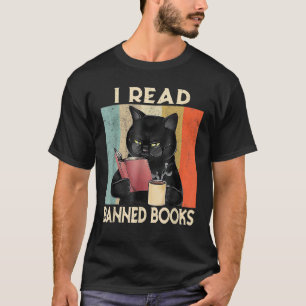 Katt jag läser förbjudna böcker roliga bokälskare t shirt