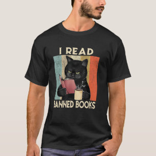 Katt jag läser förbjudna böcker Roliga bokälskare  T Shirt