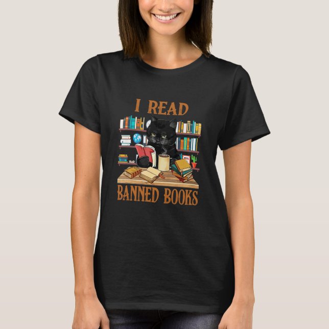 Katt jag läste böcker som var förbjudna  Bokälskar T Shirt (Framsida)