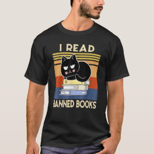 Katt jag läste förbjudna böcker bokälskare läs bok t shirt
