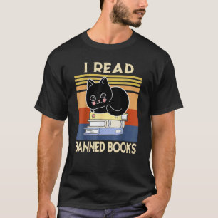 Katt jag läste förbjudna böcker Bokälskare Läs bok T Shirt