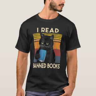 Katt jag läste förbjudna böcker Bokälskare Läs bok T Shirt