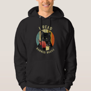 Katt jag läste förbjudna böcker bokmaskar älskar l hoodie