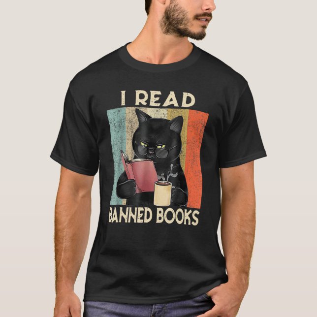 Katt Jag läste förbjudna böcker   Bokmaskar läser  T Shirt (Framsida)
