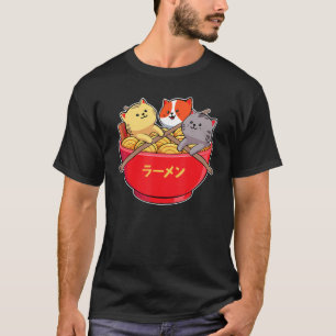 Katt Japansk Food Ramen Noodles Soppa Älskare T Shirt