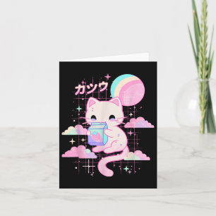 Katt Jordgubb Mjölk Anime 90s Japansk Katt Japan Kort
