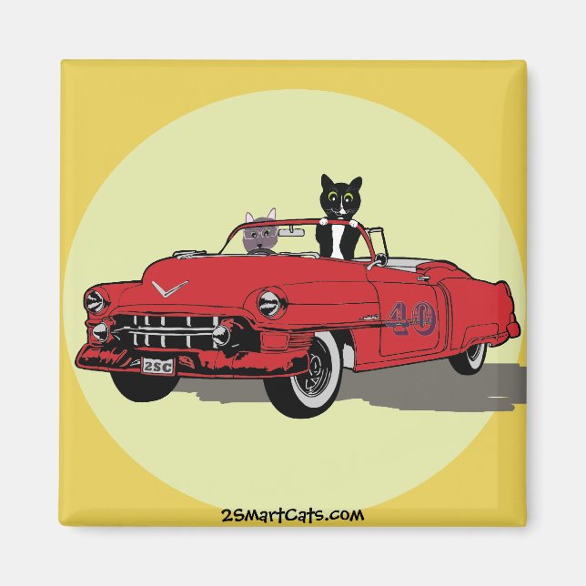 Katt Joy Riding Square Magnet (Framsidan)