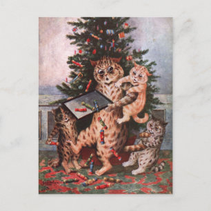 Katt jul av Louis Wain Vykort