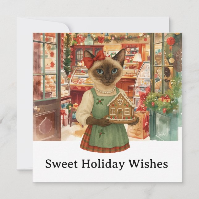 Katt Jul Bageri för kattälskare Högtid  Julkort (Framsida)