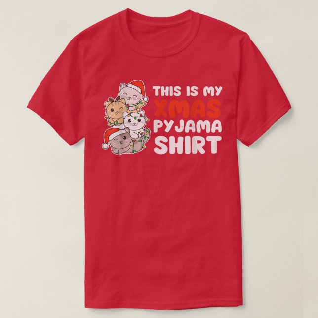 Katt jul det här är min Julafton Pajama T Shirt (Design framsida)