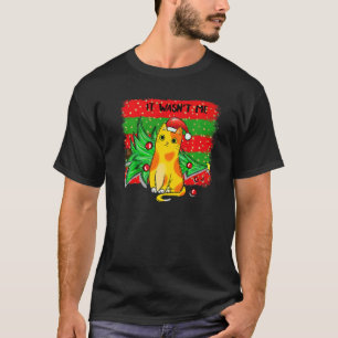 Katt Jul Det Var Inte Jag Träd Xmas Estetisk Röd T Shirt