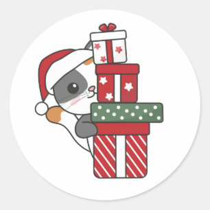 Katt jul Gift Winter Animals Cats Classic Rou Runt Klistermärke
