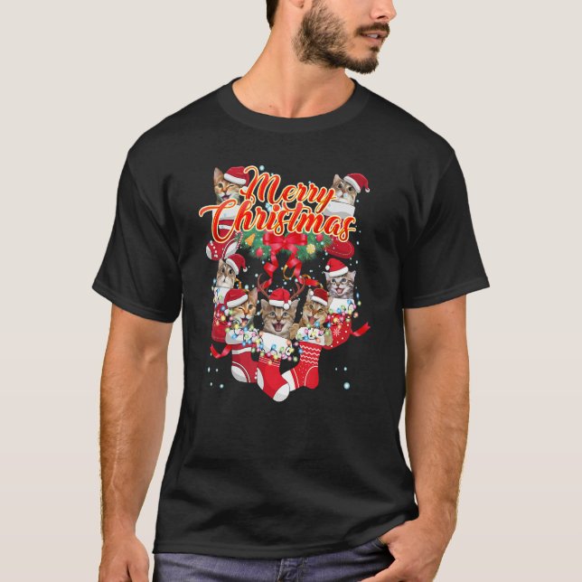 Katt Jul God Jul T Shirt (Framsida)