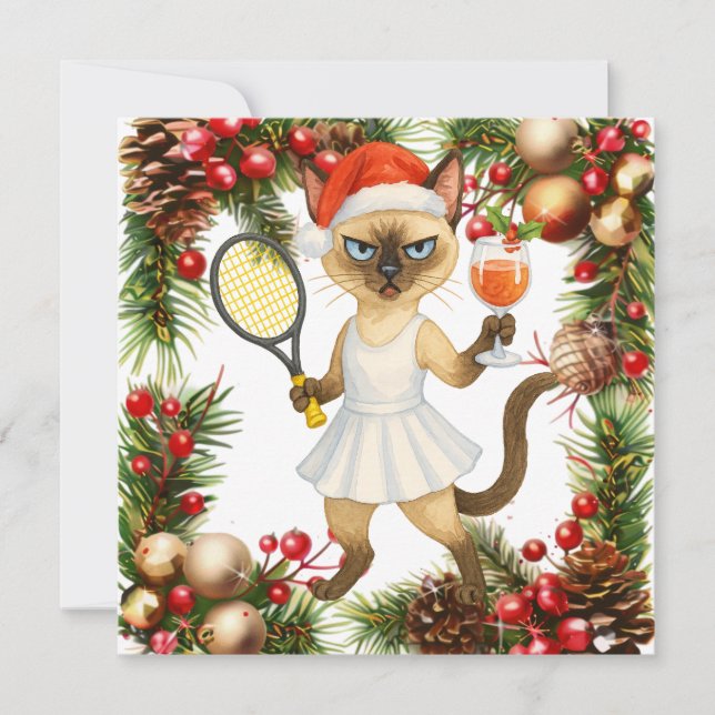 Katt jul hälsning för kattälskare julkort (Framsida)