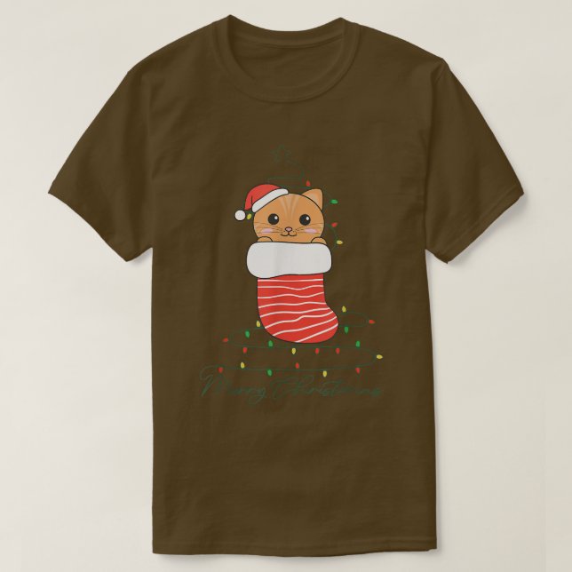Katt Jul Jul-djur Mjölkfett ljus Katt T Shirt (Design framsida)