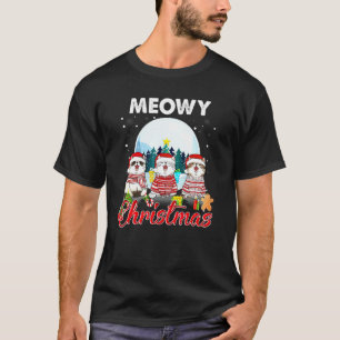 Katt Jul Meowy Catmas Hatt Santa Xmas Barn Tjej T Shirt