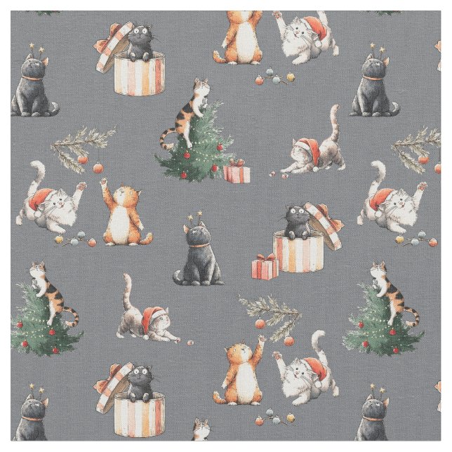 Katt jul Mjao spinn kattunge Tyg (Närbild)