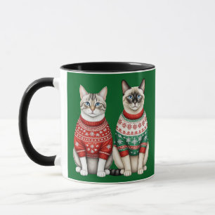 Katt jul, Mugg, Tabby och siamesiska katter Mugg
