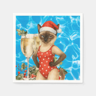 Katt Jul Pool Party för kattälskare Pappersservett