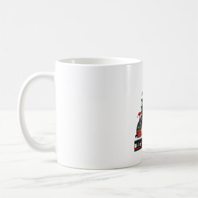 Katt jul rolig ful kvinnor män glad present (5) kaffemugg (Vänster)