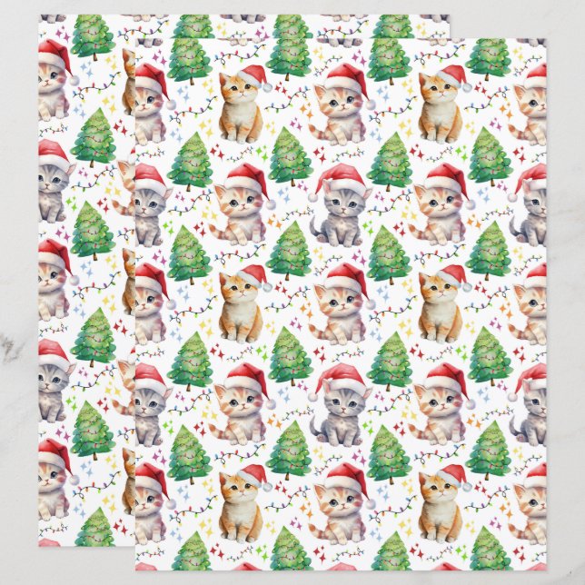 Katt Jul Scrapbookpapper (Fram/baksida)