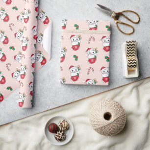 Katt Jul Snö, vinterdjur, Helgdag Presentpapper
