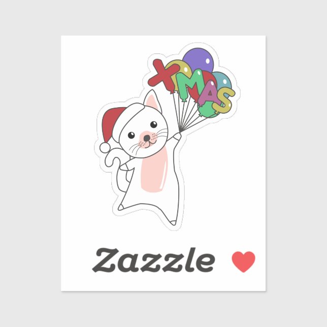 Katt jul - Snö Vinterdjur - Kattfäder Klistermärken (Ark)