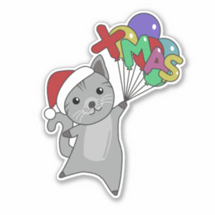 Katt jul - Snö Vinterdjur - Kattfäder Klistermärken