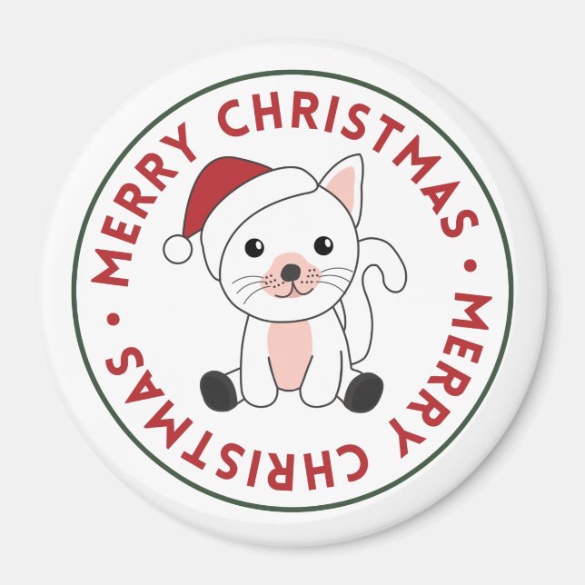 Katt jul, Snö, vintertorn, katter, magnet (Framsidan)