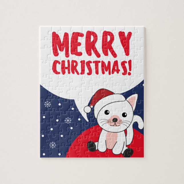 Katt jul Snö Winter Animals Katt Jigszawa Puzz Pussel (Vertikal)