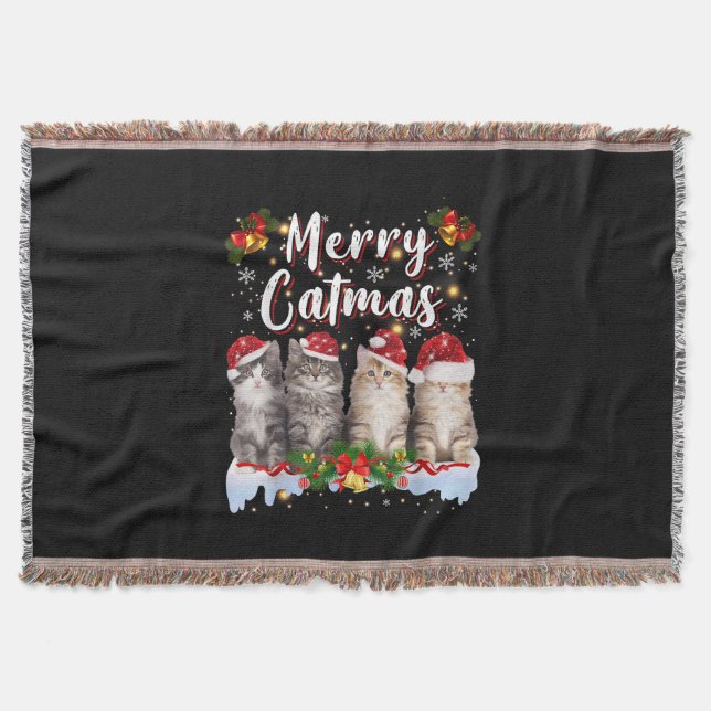 Katt jul tomte hatt rolig glad julkatten filt (Framsidan)
