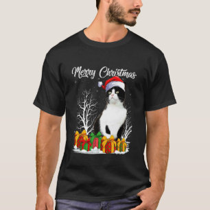 Katt jul tomte hatt rolig svart katt män kvinnor t shirt