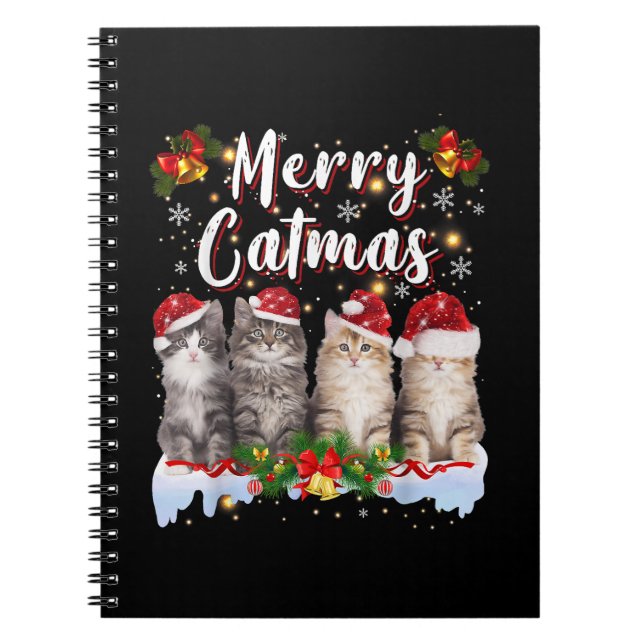 Katt jul tomte hatt Roligt Glad julkatten Anteckningsbok (Framsidan)