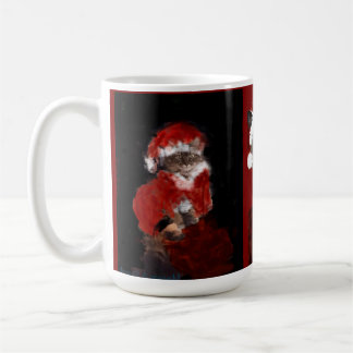 Katt jul tomte Maureen Girard blå ögon Kaffemugg