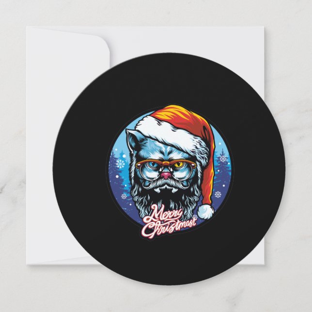 Katt Jul tomten önskar God Jul Julkort (Framsida)