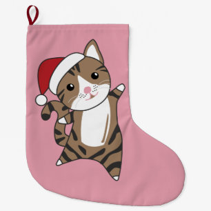 Katt jul - vinterdjur i Snö - stora Chris Stor Julstrumpa