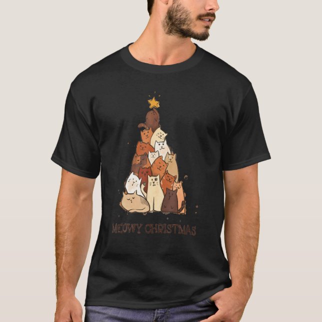 Katt julbelysning Katt T Shirt (Framsida)