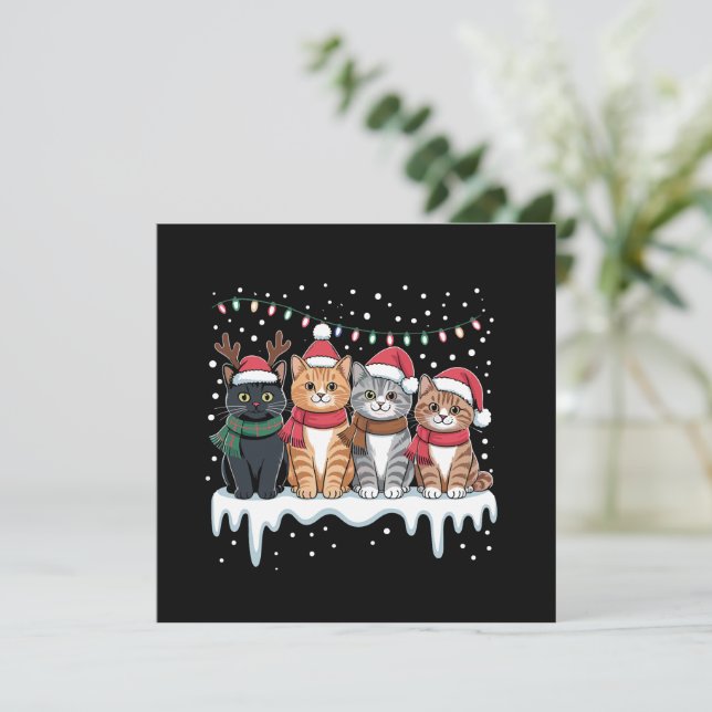 Katt julbelysning renjulsanta kattälskare julkort (Stående Fram)