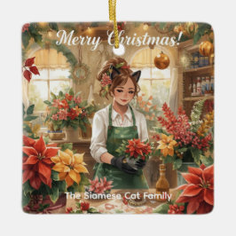 Katt julblomma arrangemang av floristisk Papper Julgransprydnad Keramik