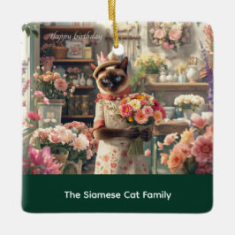 Katt julblomma arrangemang av floristisk Papper Julgransprydnad Keramik